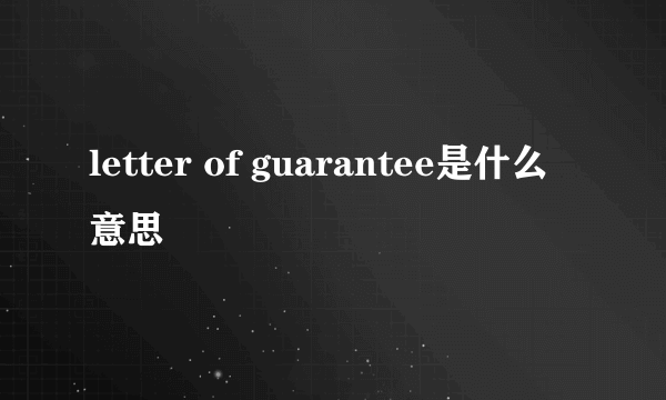 letter of guarantee是什么意思