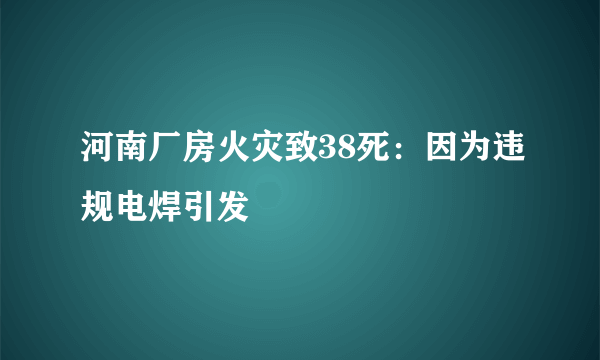 河南厂房火灾致38死：因为违规电焊引发