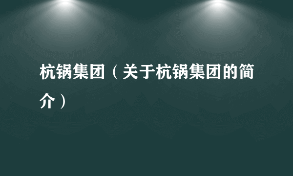 杭锅集团（关于杭锅集团的简介）