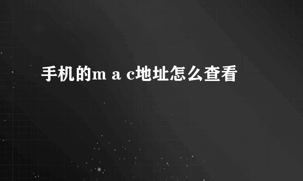 手机的m a c地址怎么查看