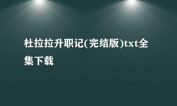 杜拉拉升职记(完结版)txt全集下载