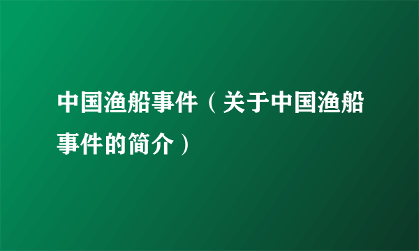 中国渔船事件（关于中国渔船事件的简介）