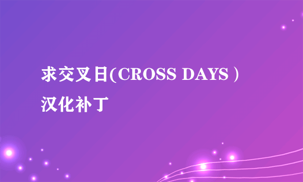 求交叉日(CROSS DAYS） 汉化补丁