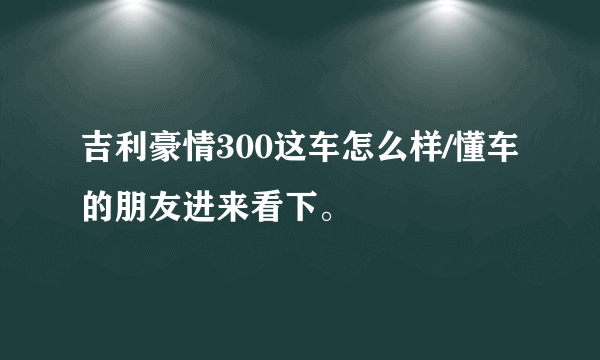 吉利豪情300这车怎么样/懂车的朋友进来看下。