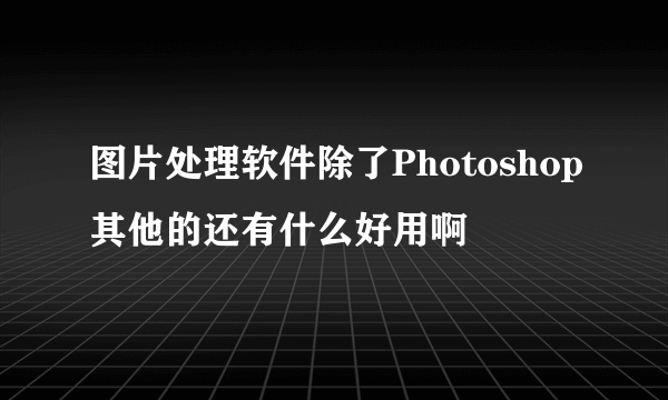 图片处理软件除了Photoshop其他的还有什么好用啊