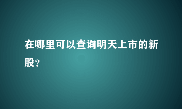 在哪里可以查询明天上市的新股？