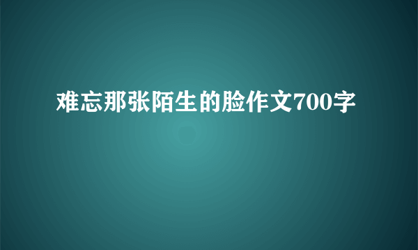 难忘那张陌生的脸作文700字