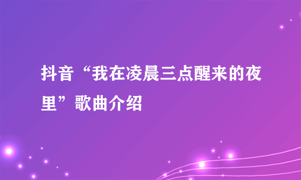 抖音“我在凌晨三点醒来的夜里”歌曲介绍