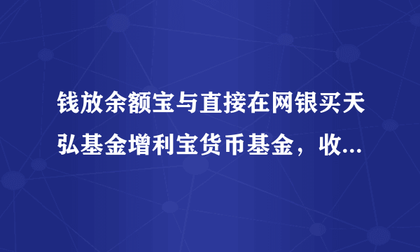 钱放余额宝与直接在网银买天弘基金增利宝货币基金，收益有区别吗？