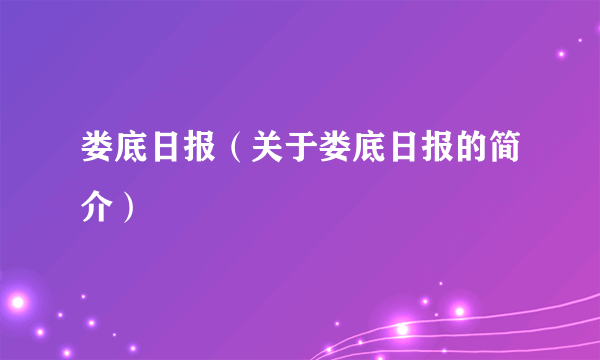 娄底日报（关于娄底日报的简介）