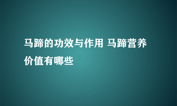 马蹄的功效与作用 马蹄营养价值有哪些