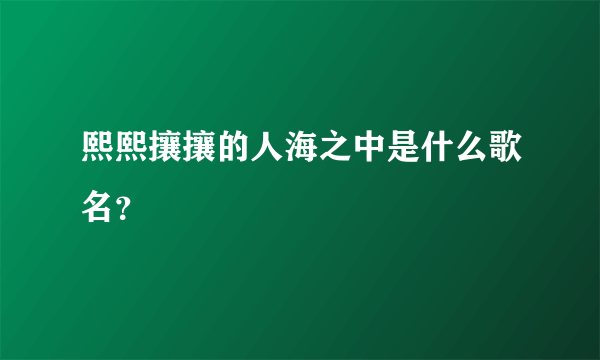 熙熙攘攘的人海之中是什么歌名？