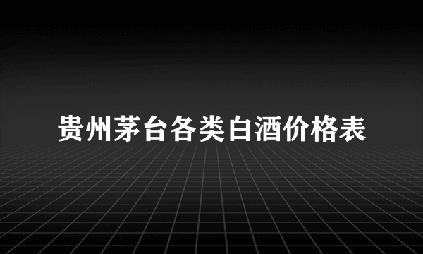 贵州茅台各类白酒价格表