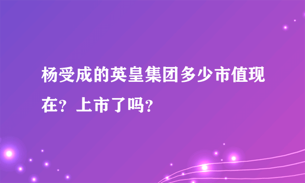 杨受成的英皇集团多少市值现在？上市了吗？