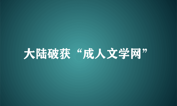 大陆破获“成人文学网”