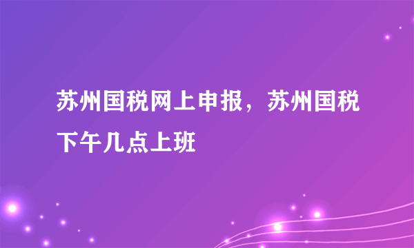 苏州国税网上申报，苏州国税下午几点上班