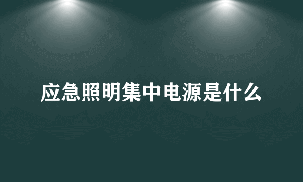 应急照明集中电源是什么