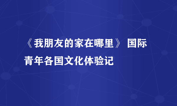 《我朋友的家在哪里》 国际青年各国文化体验记