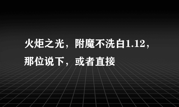 火炬之光，附魔不洗白1.12，那位说下，或者直接