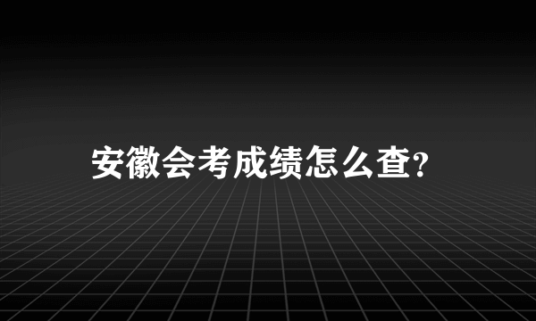 安徽会考成绩怎么查？