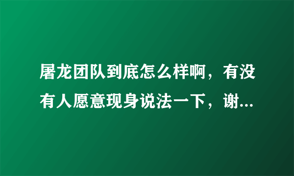 屠龙团队到底怎么样啊，有没有人愿意现身说法一下，谢谢了帮忙。