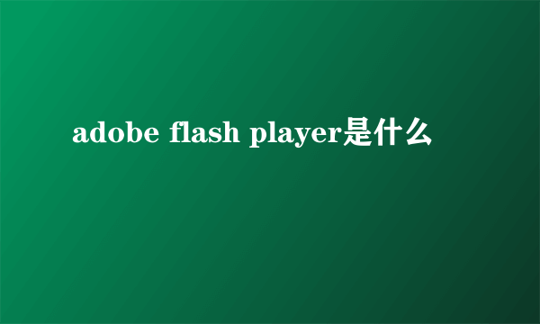 adobe flash player是什么