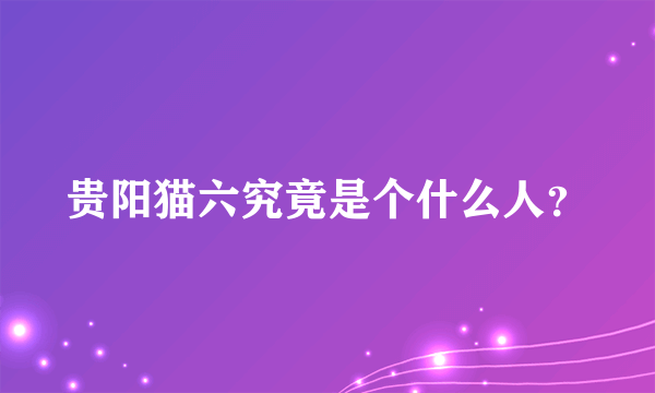 贵阳猫六究竟是个什么人？