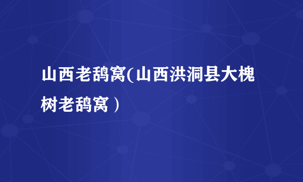 山西老鸹窝(山西洪洞县大槐树老鸹窝）