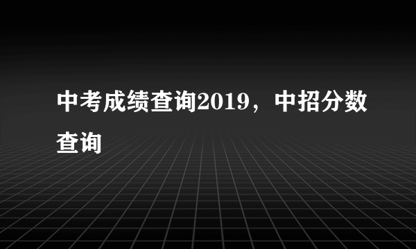 中考成绩查询2019，中招分数查询