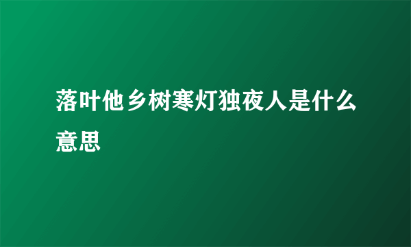 落叶他乡树寒灯独夜人是什么意思