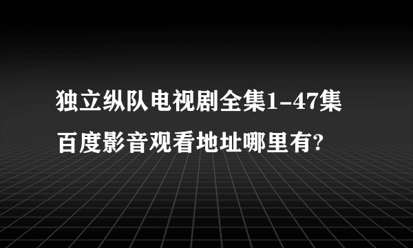 独立纵队电视剧全集1-47集百度影音观看地址哪里有?