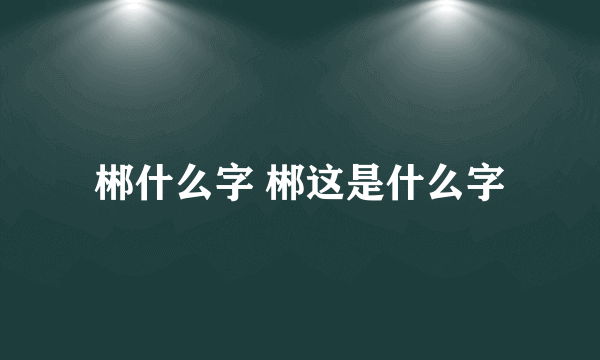 郴什么字 郴这是什么字