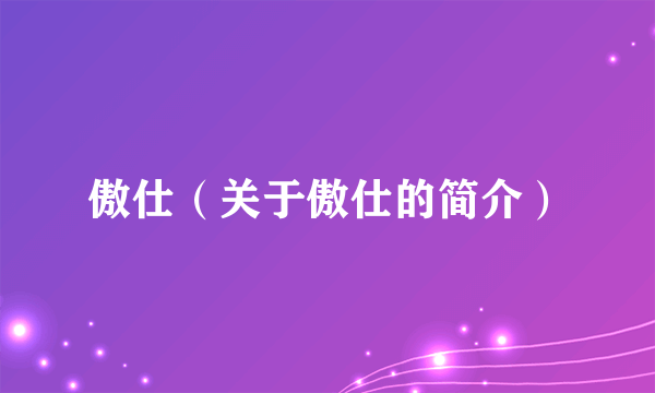 傲仕（关于傲仕的简介）