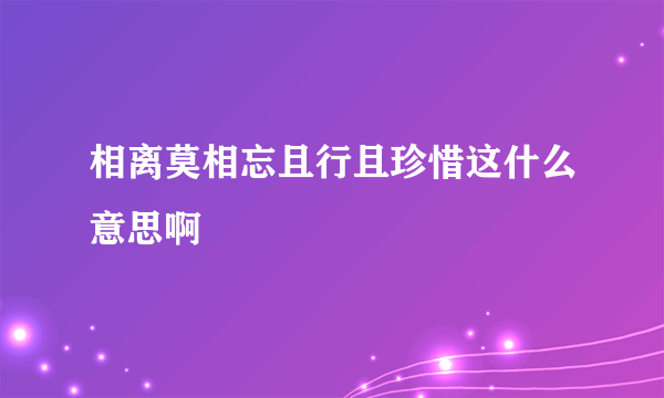 相离莫相忘且行且珍惜这什么意思啊