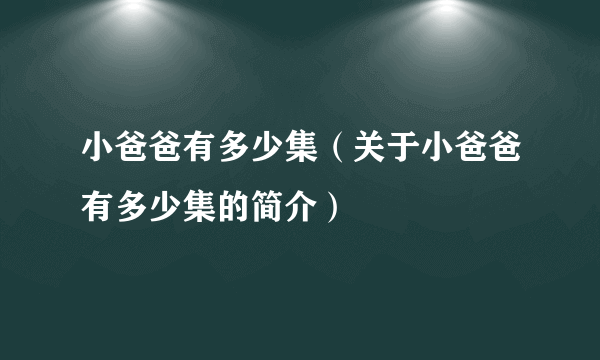 小爸爸有多少集（关于小爸爸有多少集的简介）