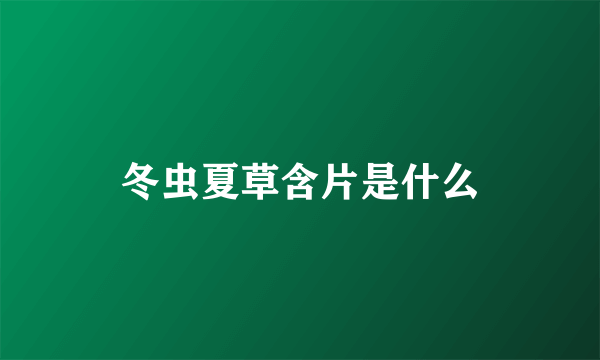 冬虫夏草含片是什么