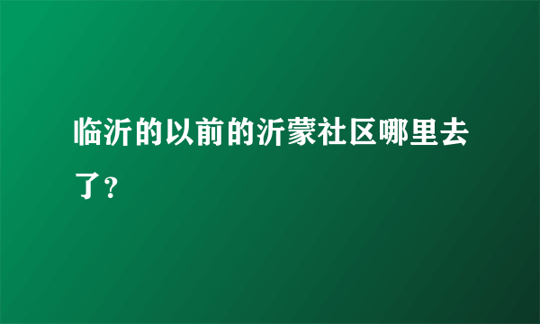 临沂的以前的沂蒙社区哪里去了？