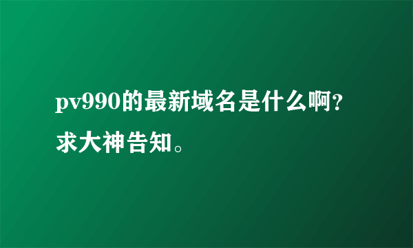 pv990的最新域名是什么啊？求大神告知。