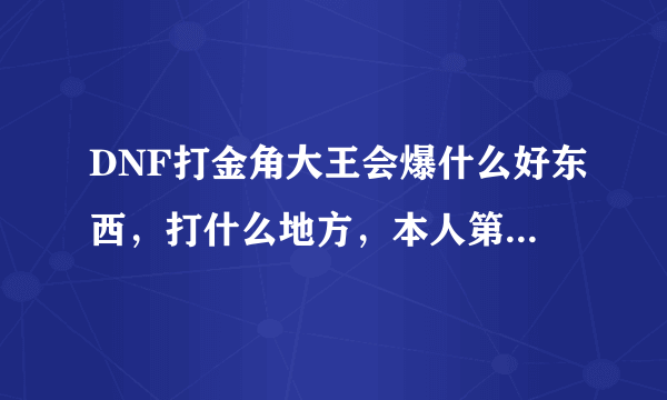 DNF打金角大王会爆什么好东西，打什么地方，本人第一次打，所以希望各位大哥求助