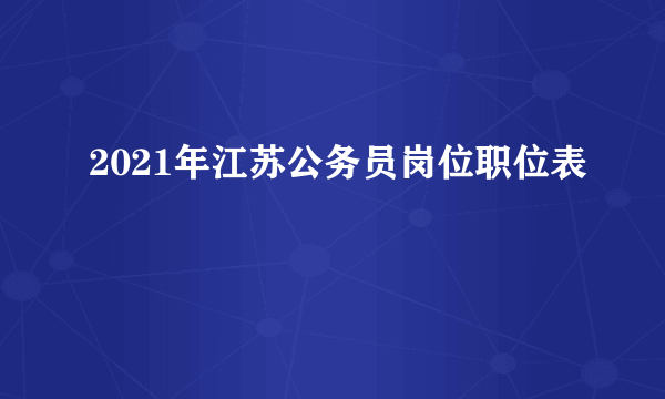 2021年江苏公务员岗位职位表