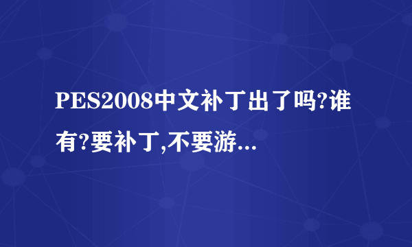 PES2008中文补丁出了吗?谁有?要补丁,不要游戏,游戏太大!