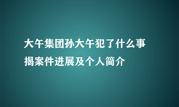 大午集团孙大午犯了什么事 揭案件进展及个人简介