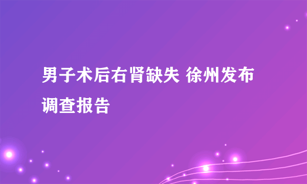 男子术后右肾缺失 徐州发布调查报告