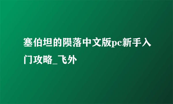 塞伯坦的陨落中文版pc新手入门攻略_飞外