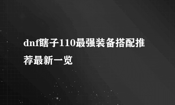 dnf瞎子110最强装备搭配推荐最新一览