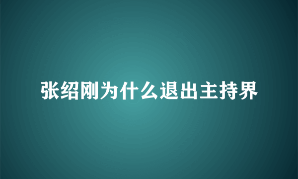 张绍刚为什么退出主持界