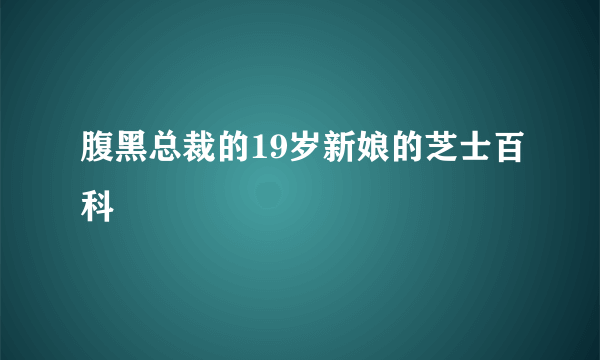 腹黑总裁的19岁新娘的芝士百科