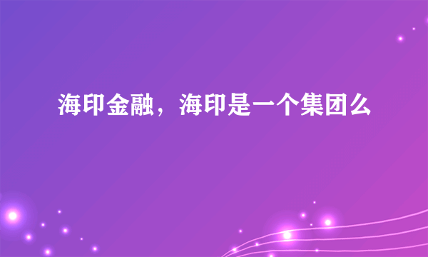 海印金融，海印是一个集团么