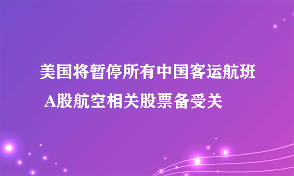 美国将暂停所有中国客运航班 A股航空相关股票备受关