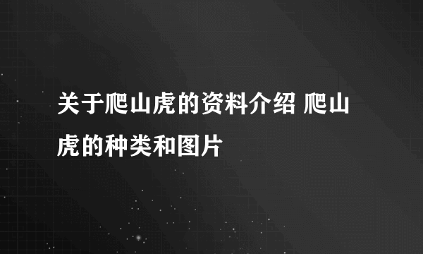 关于爬山虎的资料介绍 爬山虎的种类和图片